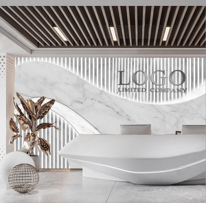 公司前台背景墙壁纸美容院吧台logo形象墙纸服装店仿大理石3d壁画