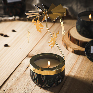 创意走马灯旋转烛台摆件香薰蜡烛台家用餐桌烛光晚餐道具油灯浪漫