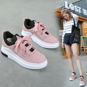 鞋子女韩版学生原宿风ulzzang日系小清新百搭秋季休闲粉色帆布鞋
