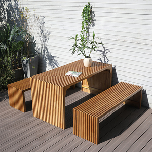 北欧简约室外桌椅组合户外庭院防腐木露天露台花园桌子休闲阳光房