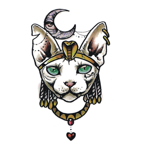 纹身贴 d23 ins无毛猫斯芬克斯超酷纹身贴0人付款8