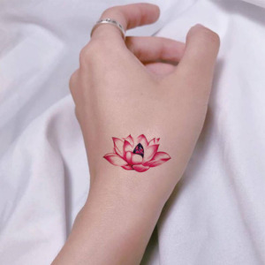粉色莲花 唯美古风荷花 清新脚踝手腕贴 持久防水女喵小姐纹身贴纸