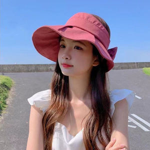 遮阳帽子女韩版2024夏季防晒遮脸空顶帽可调节大沿防紫外线太阳帽