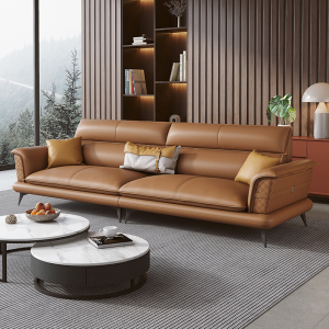 意式轻奢真皮沙发大小户型极简风客厅家用头层牛皮乳胶高端皮沙发