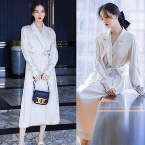 流金岁月明星刘诗诗抖音同款衣服连衣裙白色睡袍风衣外套仙女长裙
