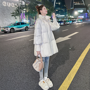羽绒服女中长款2023年冬新款女款时尚宽松韩版爆款白鸭绒茧型外套