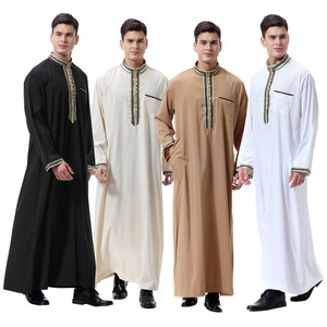 robe男mu斯林长袍阿拉伯民族服装宽松加大礼拜服迪拜旅游纯色衣服