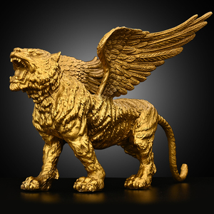 铜老虎摆件铜如虎添翼生肖虎家居前台桌面装饰飞虎大号带翅膀老虎