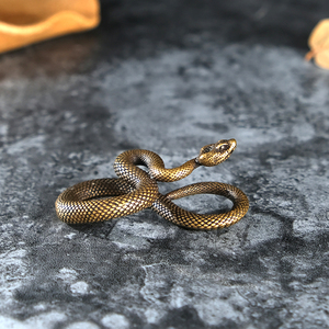 铜蛇小摆件纳福灵蛇把件实心龙蛇铜生肖蛇案头镇纸茶宠眼镜蛇饰品