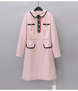 菲诺高端女装折扣专柜正品特卖春时尚名媛气质小香风长袖连衣裙