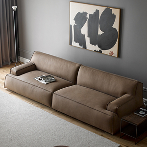 意式轻奢侘寂风超纤皮沙发极简风格现代大师设计整装pu皮沙发组合