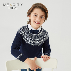 米喜迪mecity童装19冬新款男童毛衣含羊毛圆领儿童打底针