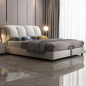 北欧布艺床双人床软包现代简约科技布床1米5主卧高端大气轻奢婚床