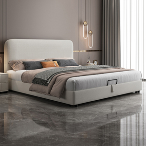 北欧法式落地科技布艺双人床简约现代轻奢主卧大床小户型软包婚床