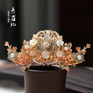 青雀记原创汉服配饰发冠中国风复古旗袍头冠民族古装皇冠女广寒谣