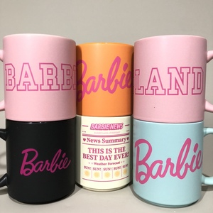 芭比娃娃Barbie陶瓷杯马克杯咖啡杯粉色杯电影周边礼物水杯子