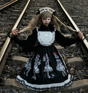 白糖少女厂原创设计暗黑系Lolita提线木偶吊带jsk连衣裙+内搭长袖