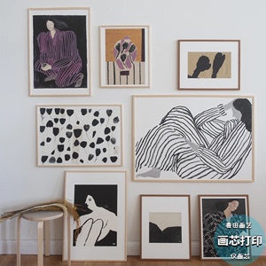马蒂斯装饰画芯简约抽象艺术线条人物客厅沙发背景墙组合自粘贴画