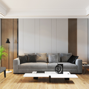 集成护墙板硬包背景墙客厅现代简约轻奢风格实木格栅电视墙饰面板
