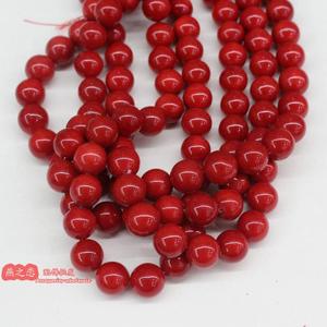 天然贝壳仿珍珠圆珠 4-12mm红色贝珠散珠 DIY耳环项链饰品配件