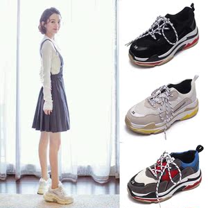 2017秋季ins超火运动鞋女赵丽颖明星同款厚底复古休闲松糕老爹鞋