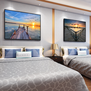 现代简约卧室床头装饰画房间挂画酒店宾馆墙画风景海景壁画无框画
