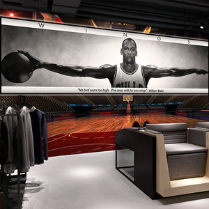 乔丹臂展科比壁画篮球馆球星背景墙纸NBA巨幅AAJ球鞋店詹姆斯壁纸