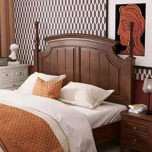 乡村美式实木床双人床主卧大床复古1.8米现代简约1.5轻奢家用家具