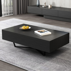 北欧茶几现代简约高级黑灰色长方形大小户型客厅创意储物铁脚茶桌