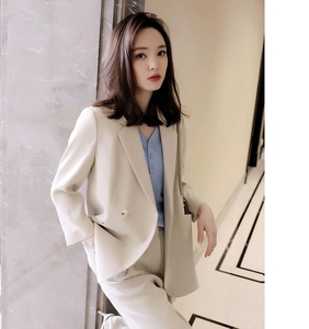 西装套装女春秋职场休闲大满贯垂感h型双排扣西装阔腿裤两件套