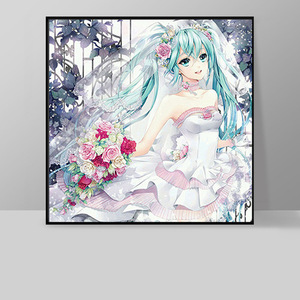 钻石贴卡通动漫客厅贴钻婚纱少女初音未来满钻钻石画十字绣女孩