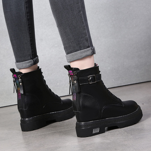 帅气马丁靴女短靴单靴内增高百搭彩虹后双拉链英伦风厚底网红春季