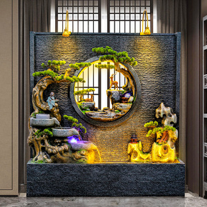 000人付款淘宝水幕墙流水屏风鱼缸客厅庭院装饰公司酒店开业风水招财