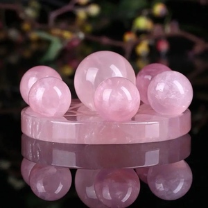 天然粉水晶球七星阵摆件招桃花粉水晶盘原石打磨卧室客厅办公室