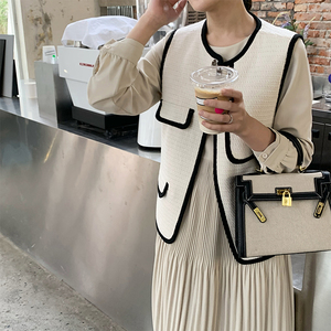 初秋法式小香风名媛马甲外穿洋气年轻优雅气质连衣裙两件套装女春