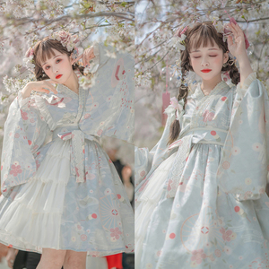 原创和果子cosplay连衣裙lolita洛丽塔和服改良和风古风汉元素