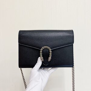 二手gucci古驰黑色全皮酒神woc链条包单肩斜挎包尺寸20*14cm