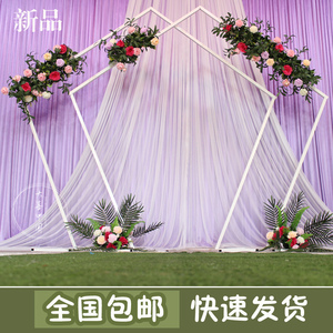新款铁艺拱门婚庆装饰支架婚礼户外场景布置欧式鲜花森系现场道具