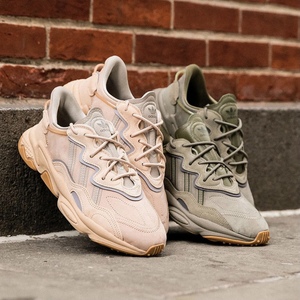 adidas ozweego 三叶草皮质橄榄绿 男女老爹休闲鞋 ee6462 ee6461