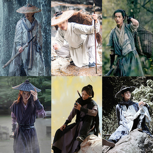 影视剧江湖门派男士棉麻侠客服剑客破旧浪子游侠刀客大侠演出服