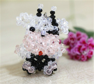 手工编织东海水晶串珠扁珠 生肖小花牛 成品钥匙扣包包挂件礼物