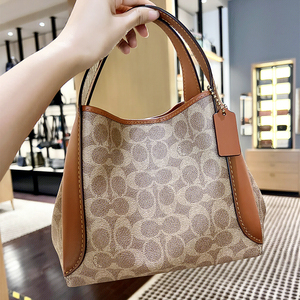 美国代购coach/蔻驰女包hadley21菜篮子斜挎手提包老花半月包牛皮