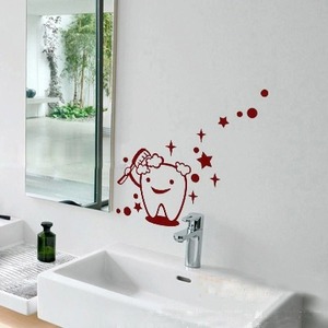 我爱刷牙玻璃洗脸池镜子标识贴纸牙科诊所卫生间厕所墙贴卡通防水