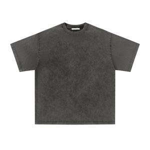 咆哮的小眼睛AC 24SS水洗黑灰色做旧cleanfit短袖T恤易烊千玺同款