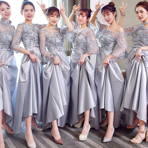 伴娘服2018冬新款新娘结婚姐妹裙伴娘团时尚晚礼服中长款显瘦礼服