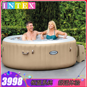 INTEX正品充气浴缸家庭温泉spa浴池泡澡浴桶恒温按摩加热造浪水池