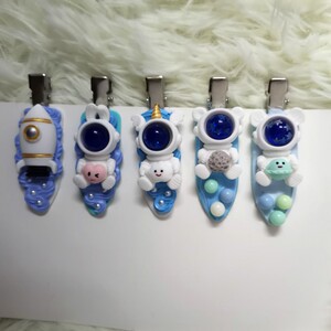 diy卡通宇航员奶油胶发夹成品火箭头饰手工侧边鸭嘴夹 可爱发卡女