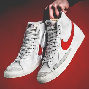 代购正品nike blazer耐克 开拓者黑白复古情侣高帮定制男女休闲鞋