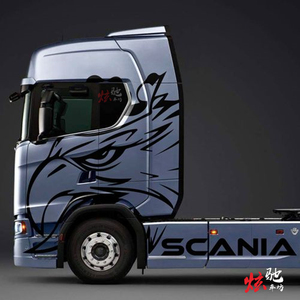 适用斯堪尼亚r系重卡车贴拉花 老鹰头乘龙h7欧曼gtl 大货车贴纸
