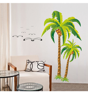 客厅防水装饰品椰子树墙贴纸客厅卧室帆船海洋自粘墙壁纸房间贴画